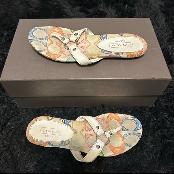 COACH white sandals flip flops shoes women’s 6.5 - Picture 6 of 6